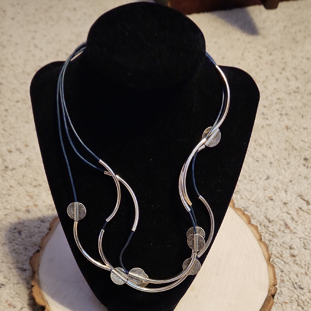 Lizzy James Multi-Strand Blue & Silver Necklace Usa